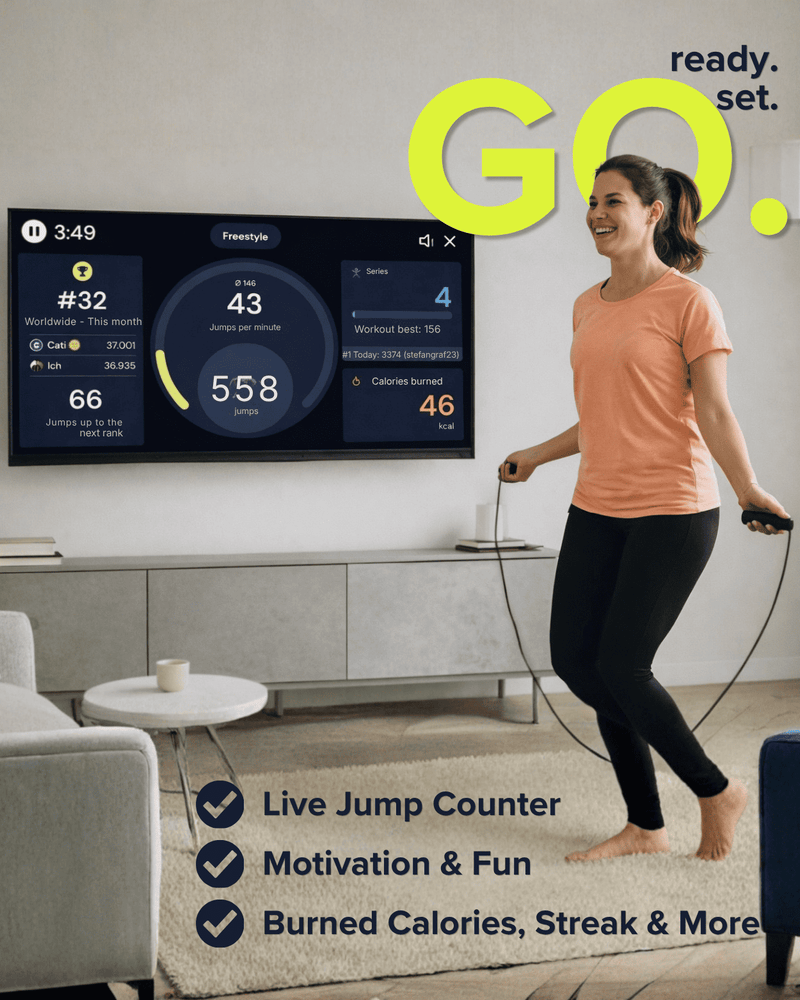 Workout mit Everjump Springseil und Evermat Trainingsmatte in der Wohnung